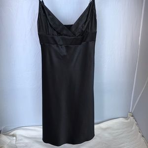Slip dress black with pleating detail